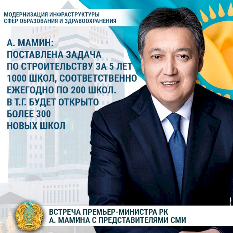 Аскар Мамин о модернизации инфраструктуры сфер образования и здравоохранения