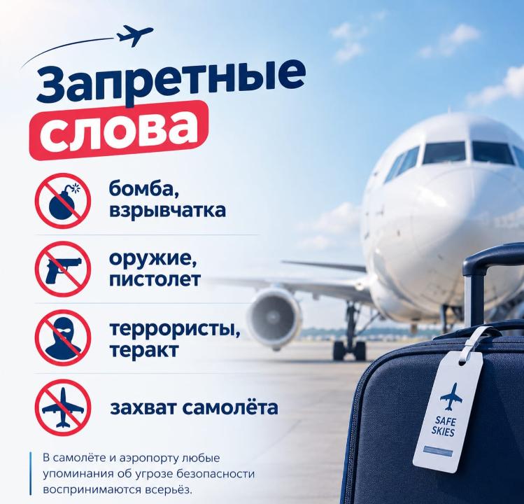 Казахстанцам напомнили список запрещенных слов на борту воздушных судов и в аэропортах